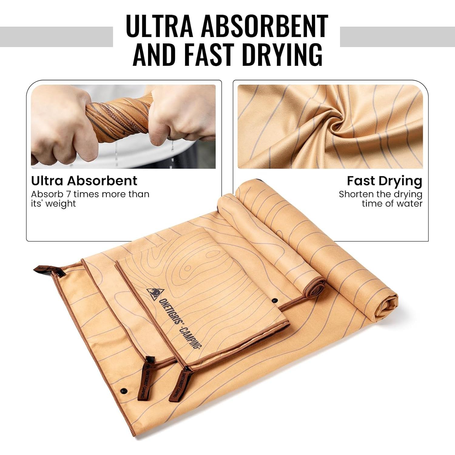 Toalla de Microfibra ONETIGRIS 38x58 cm Secado Rápido