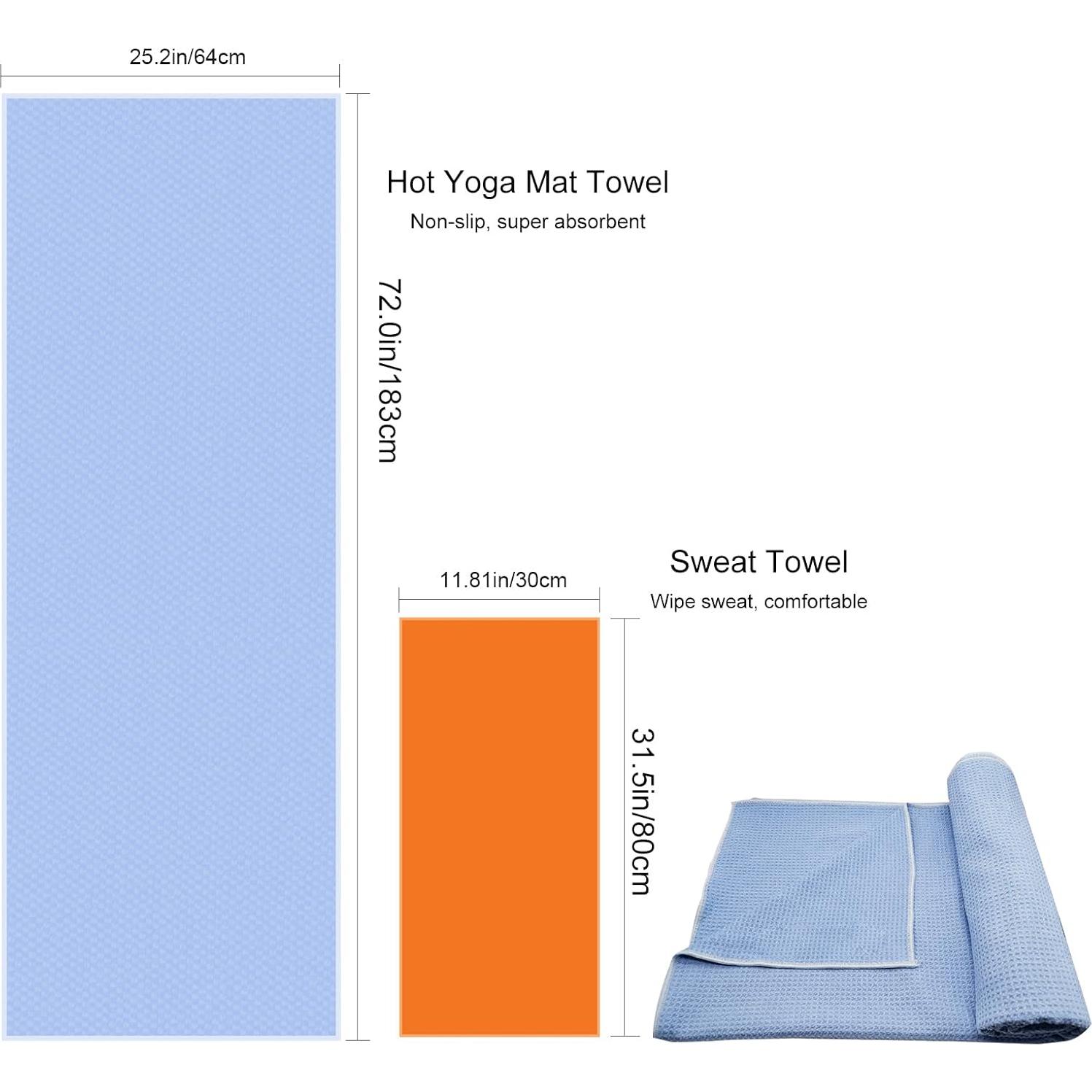Toalla de Yoga Antideslizante Bihipe 183x63 cm Azul Claro