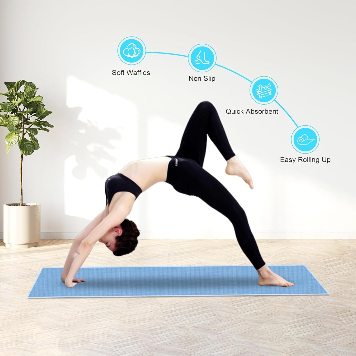 Toalla de Yoga Antideslizante Bihipe 183x63 cm Azul Claro