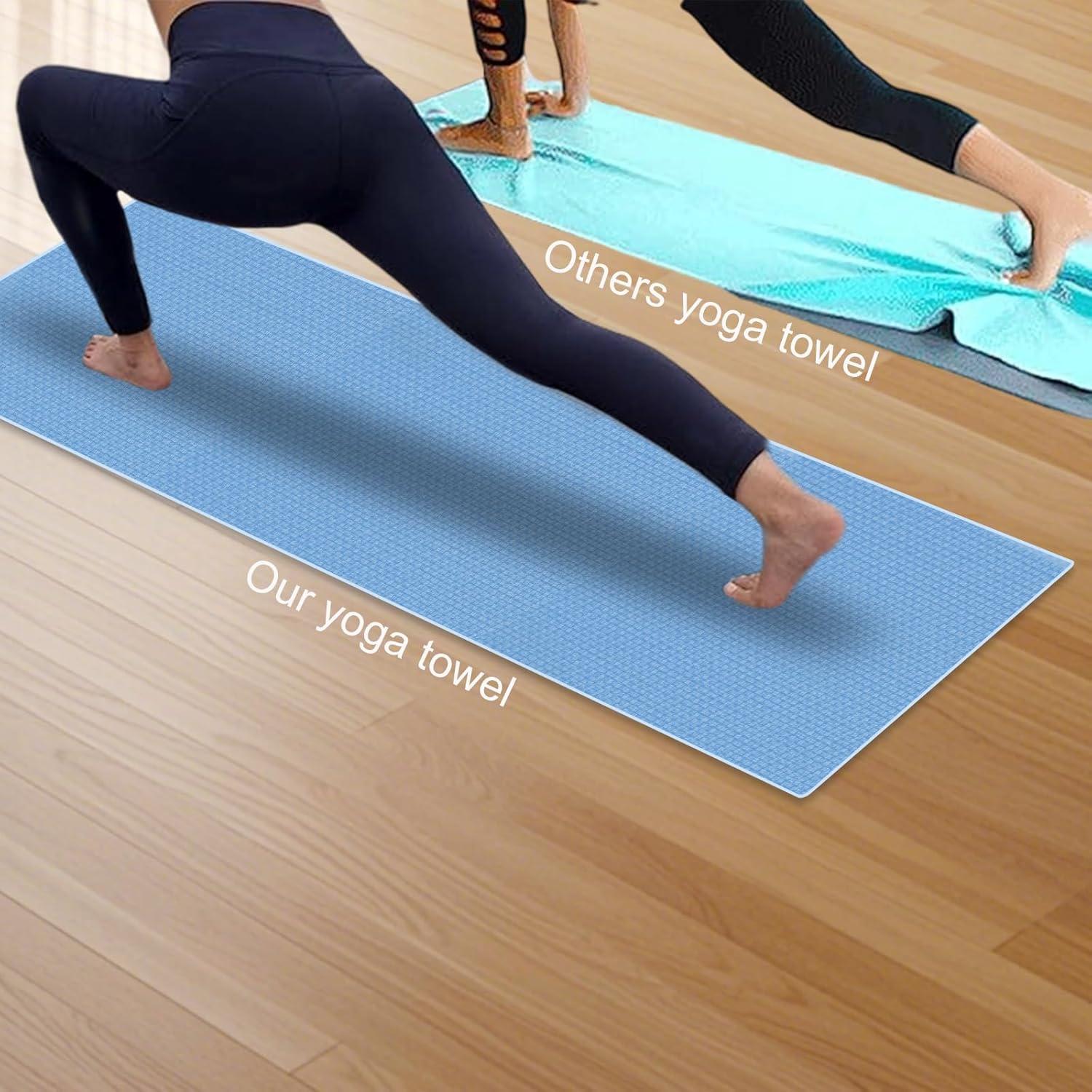 Toalla de Yoga Antideslizante Bihipe 183x63 cm Azul Claro