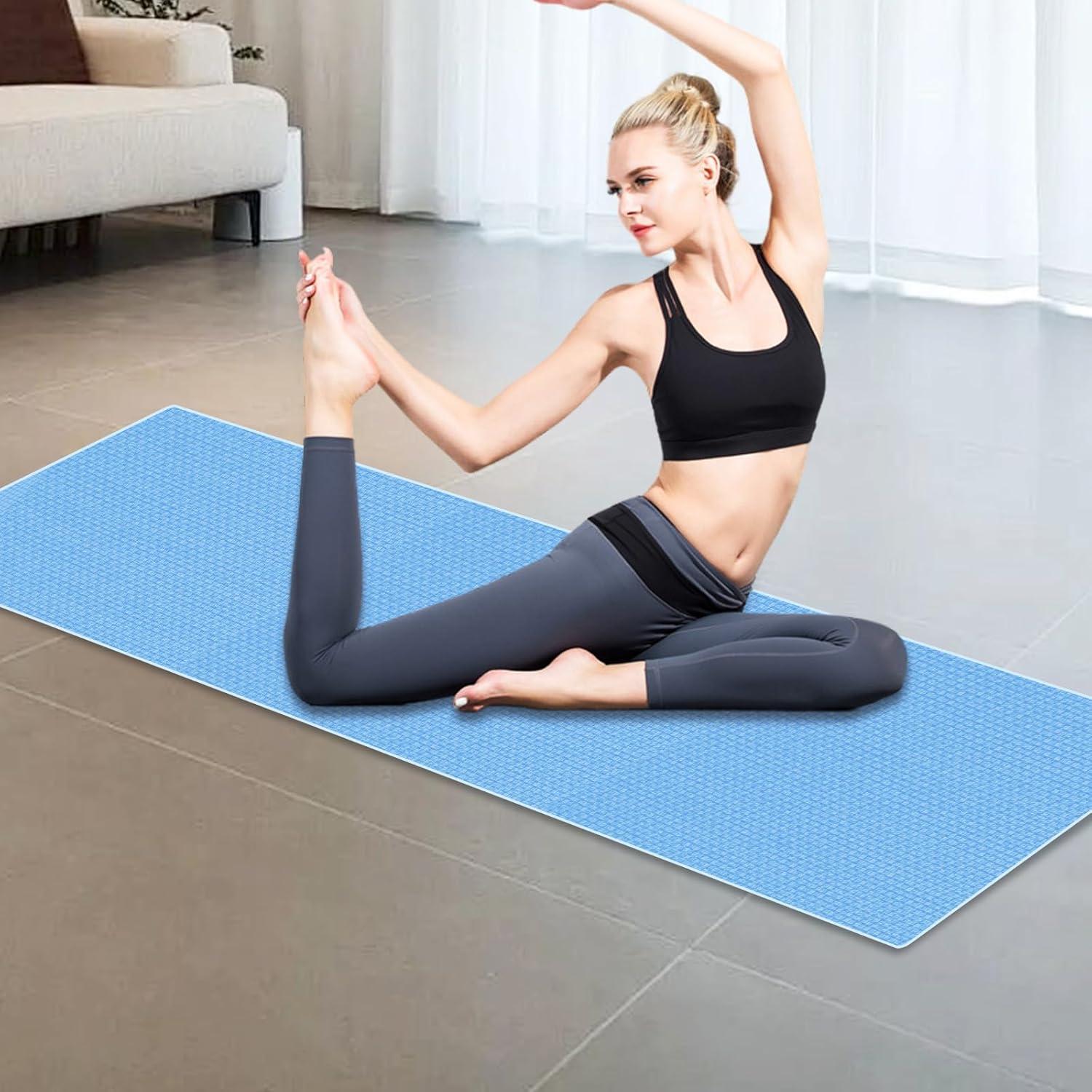 Toalla de Yoga Antideslizante Bihipe 183x63 cm Azul Claro