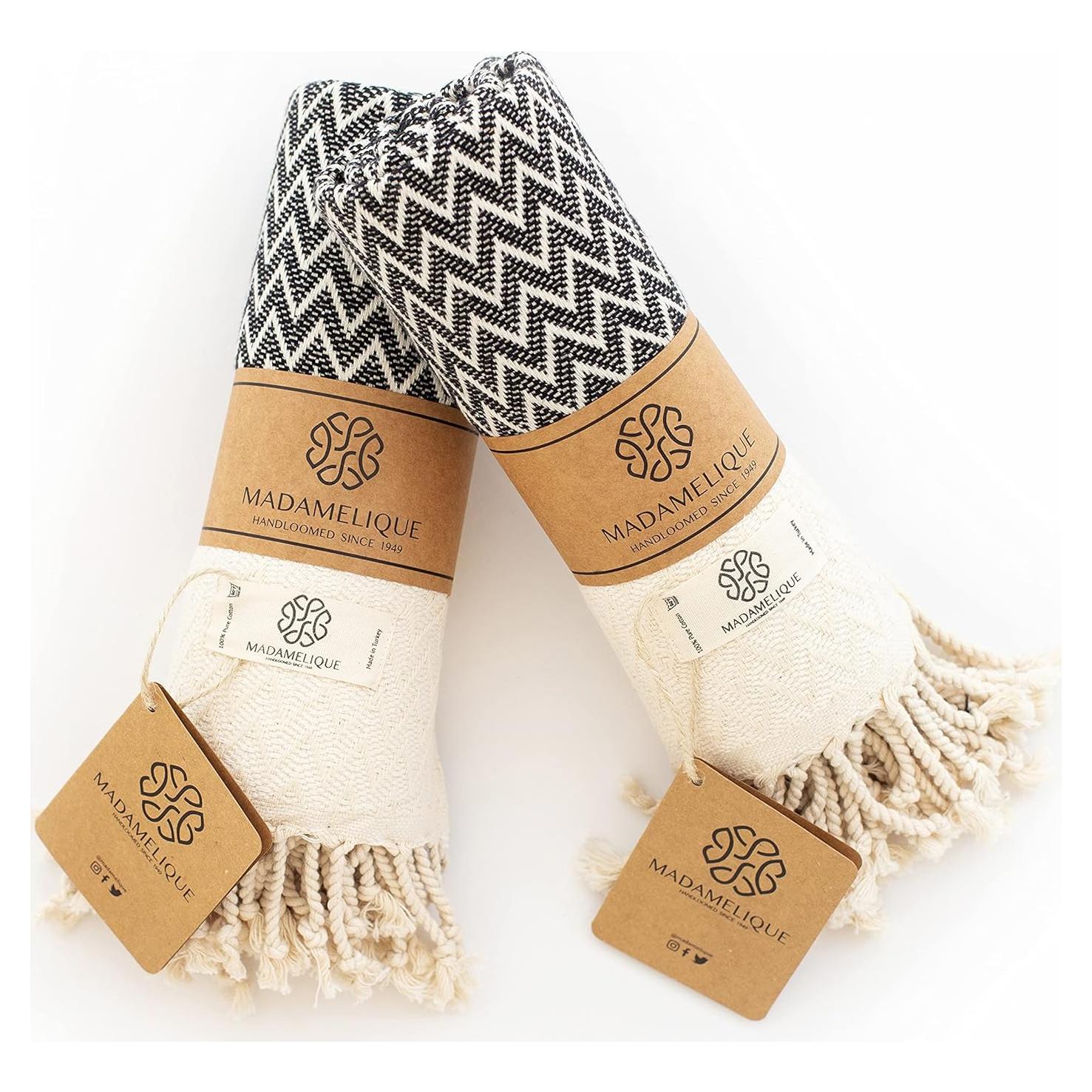 Juego de 2 Toallas de Mano Madamelique 100% Algodón Negro 46x102cm