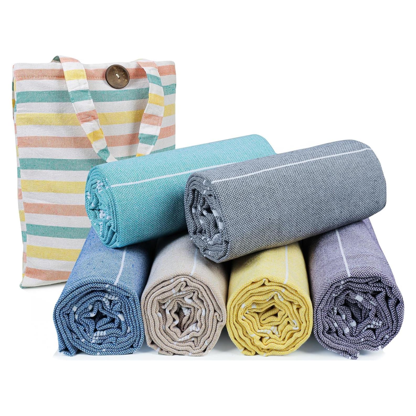 Toallas de Playa HILLFAIR Algodón XXL Multicolor - Paquete de 6