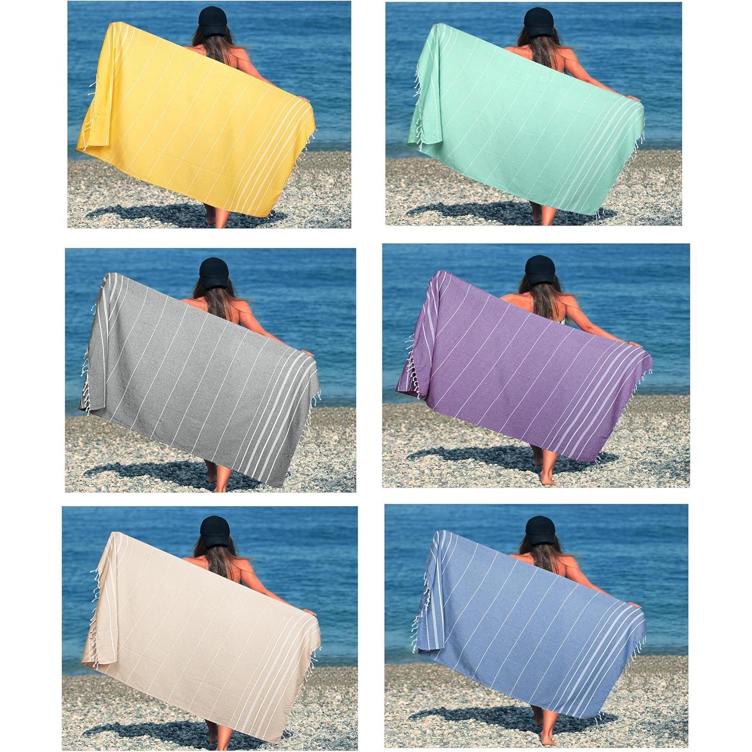 Toallas de Playa HILLFAIR Algodón XXL Multicolor - Paquete de 6