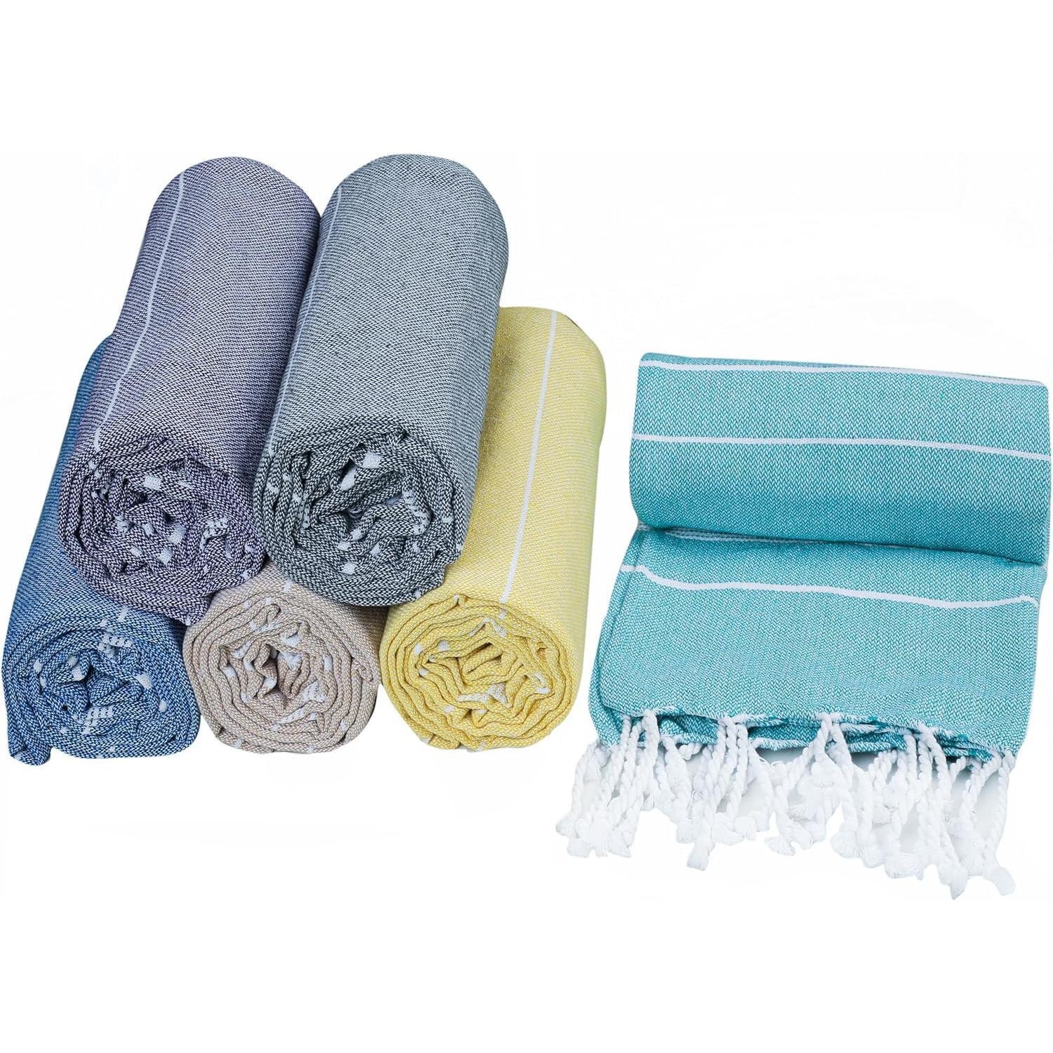 Toallas de Playa HILLFAIR Algodón XXL Multicolor - Paquete de 6