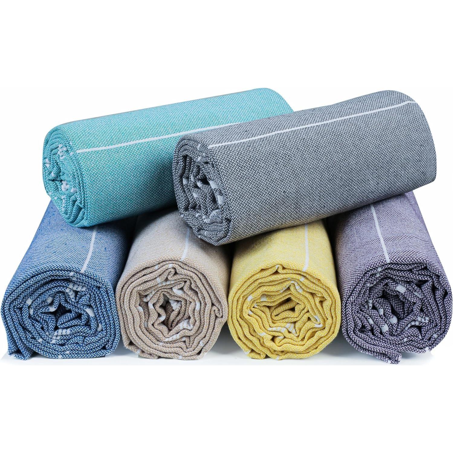 Toallas de Playa HILLFAIR Algodón XXL Multicolor - Paquete de 6