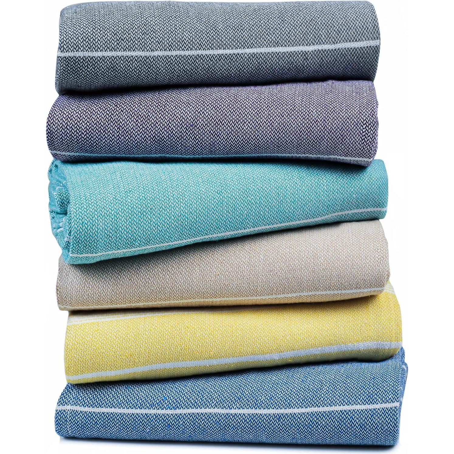 Toallas de Playa HILLFAIR Algodón XXL Multicolor - Paquete de 6