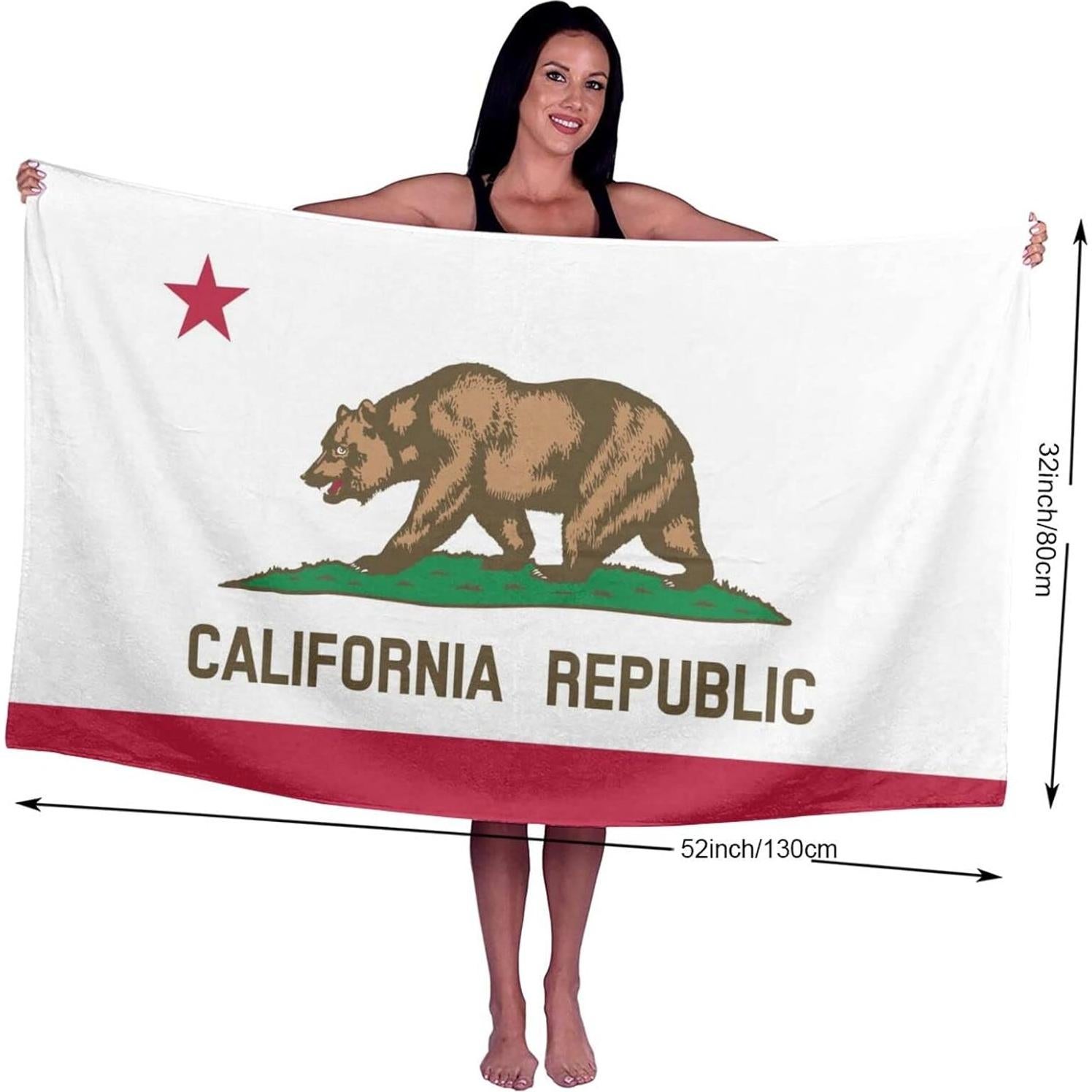 Toalla de Playa FNQKMLEP Microfibra 81x132 cm Bandera California