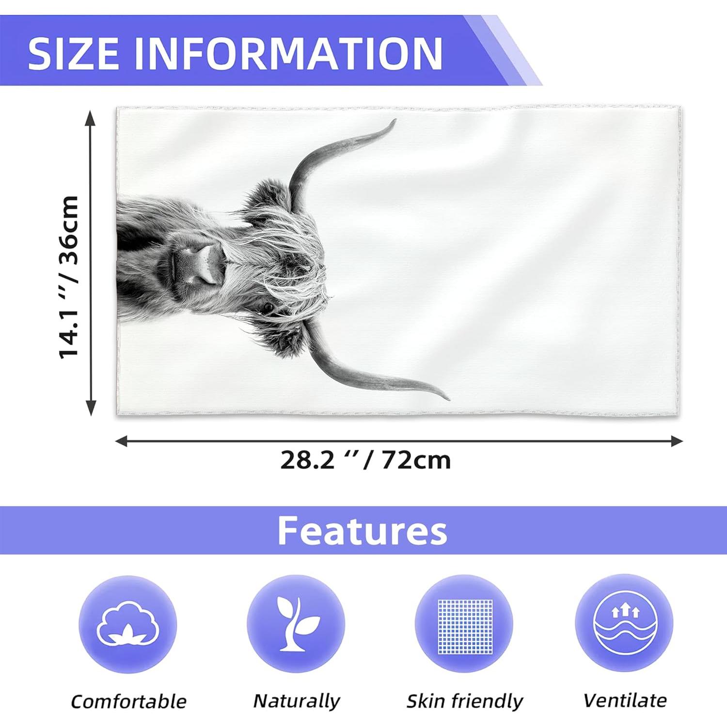 Toallas de Mano BIGXIUKA Vaca de las Tierras Altas Juego de 2