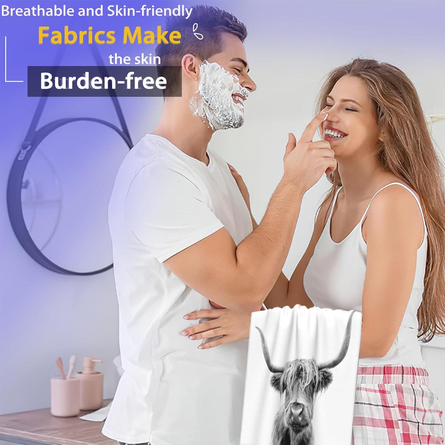 Toallas de Mano BIGXIUKA Vaca de las Tierras Altas Juego de 2