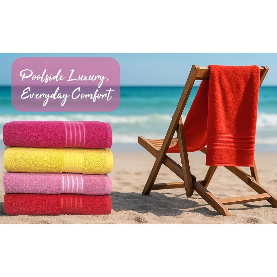 Conjunto de 4 Toallas de Baño BolBom*S 71x147 cm Algodón Suaves