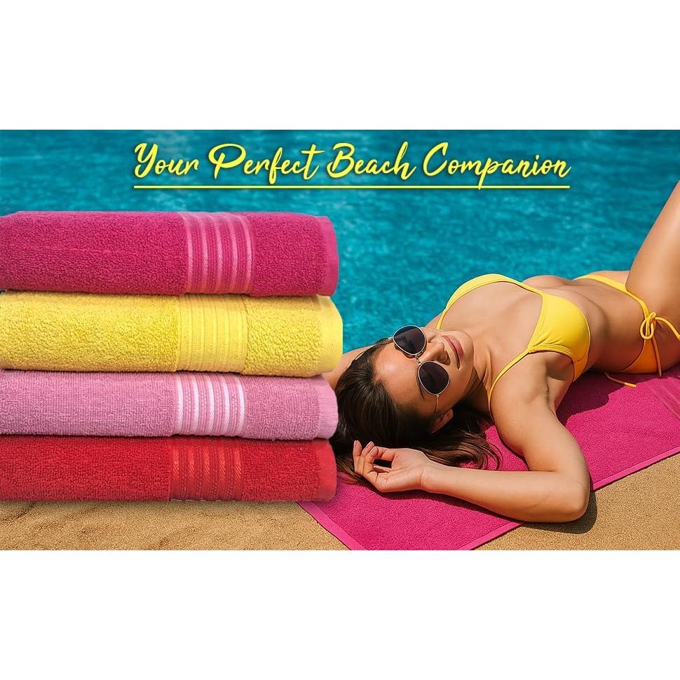 Conjunto de 4 Toallas de Baño BolBom*S 71x147 cm Algodón Suaves