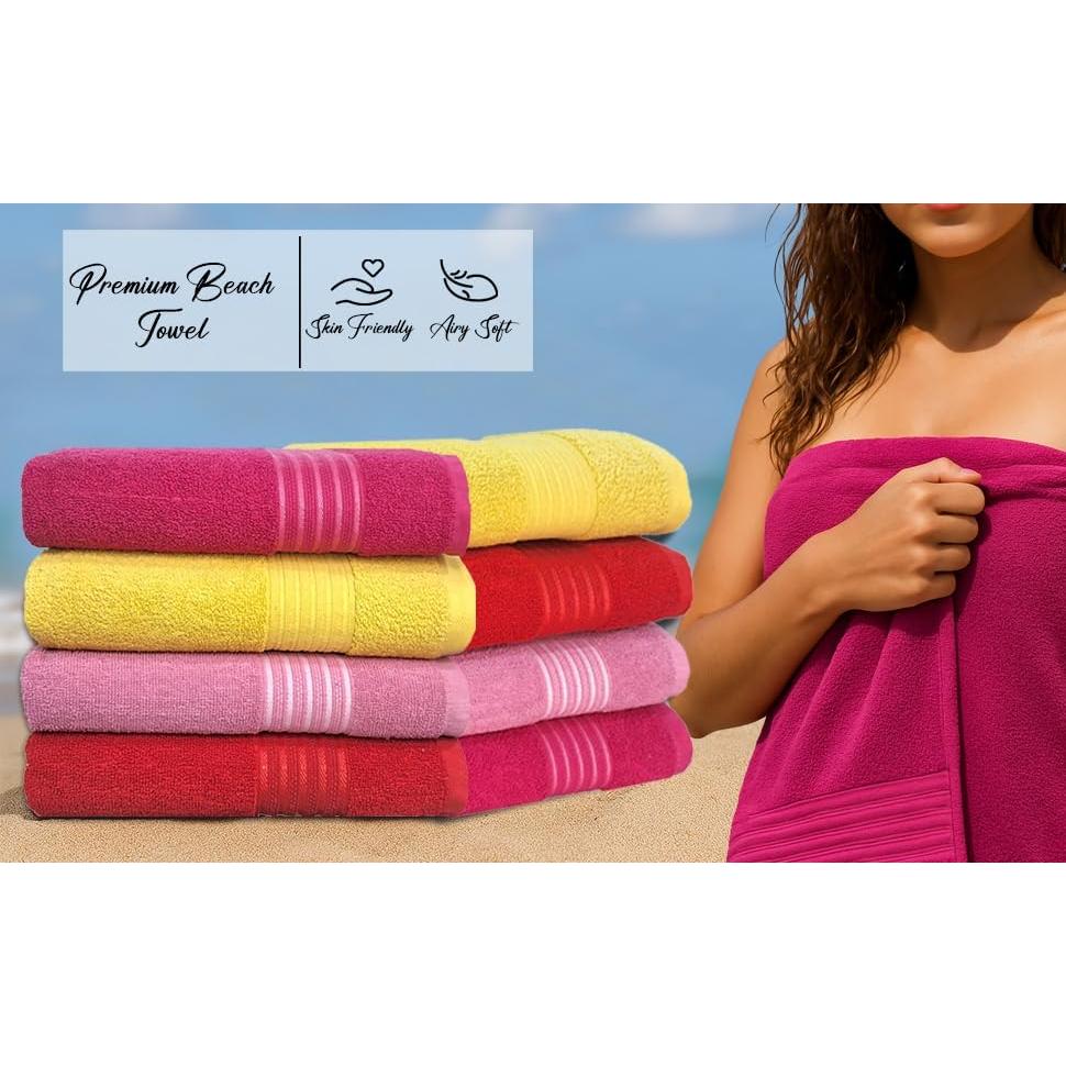 Conjunto de 4 Toallas de Baño BolBom*S 71x147 cm Algodón Suaves