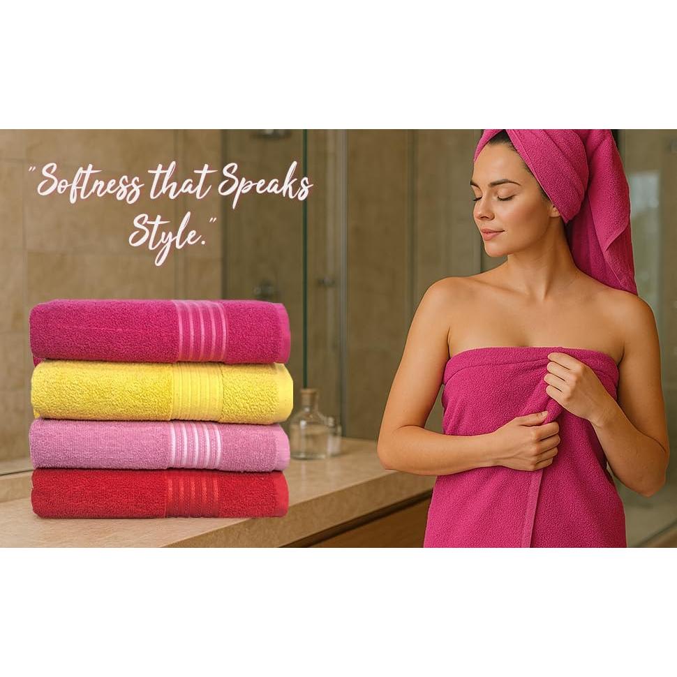 Conjunto de 4 Toallas de Baño BolBom*S 71x147 cm Algodón Suaves