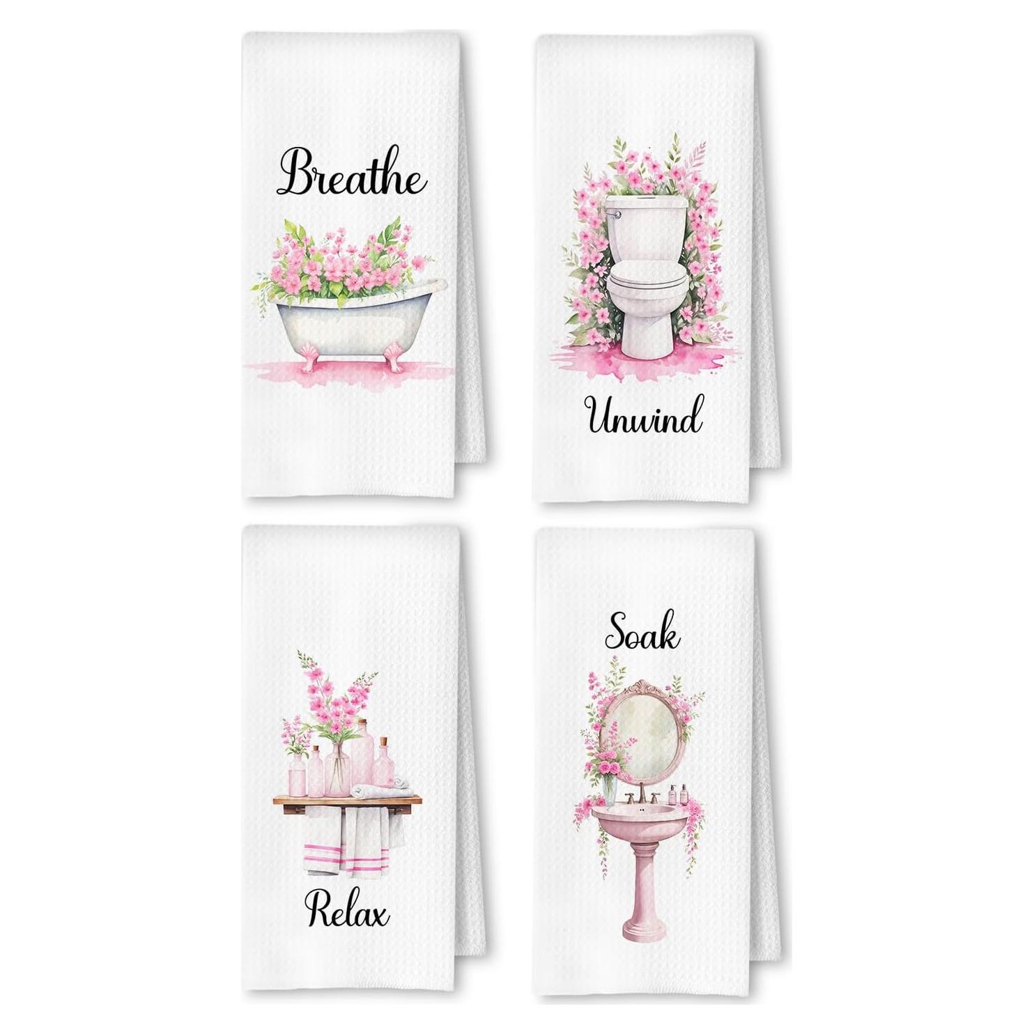 Toallas de Mano ArtisaEura Set de 4 Botánico Rosado 60x40 cm