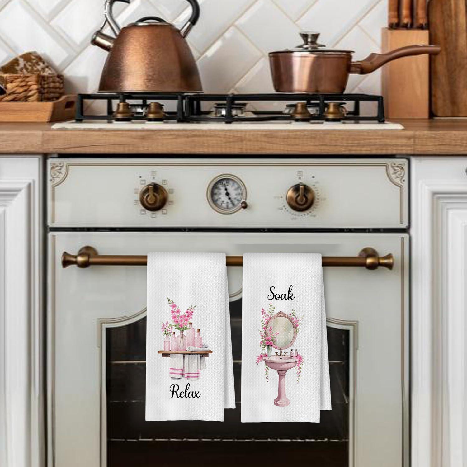 Toallas de Mano ArtisaEura Set de 4 Botánico Rosado 60x40 cm