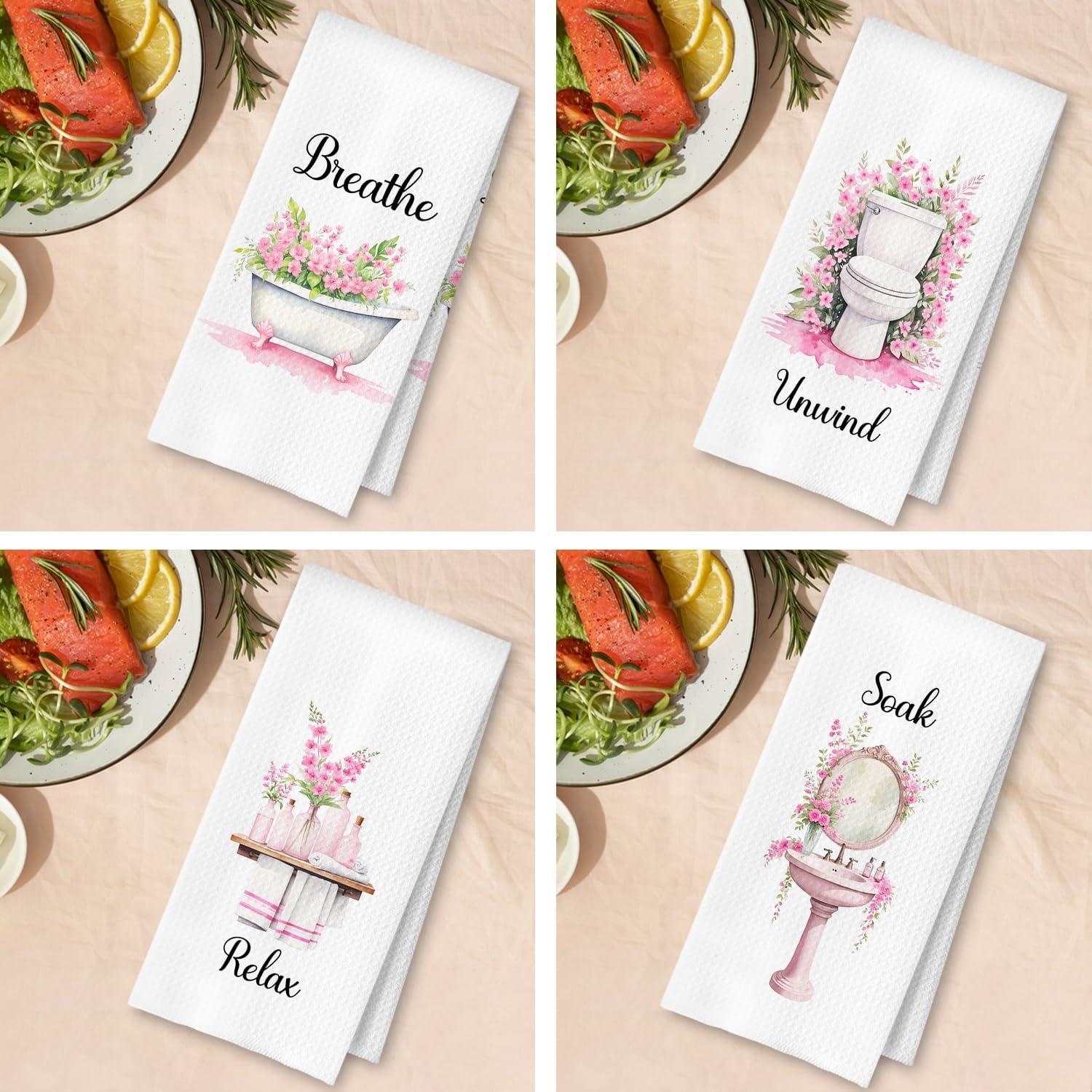 Toallas de Mano ArtisaEura Set de 4 Botánico Rosado 60x40 cm