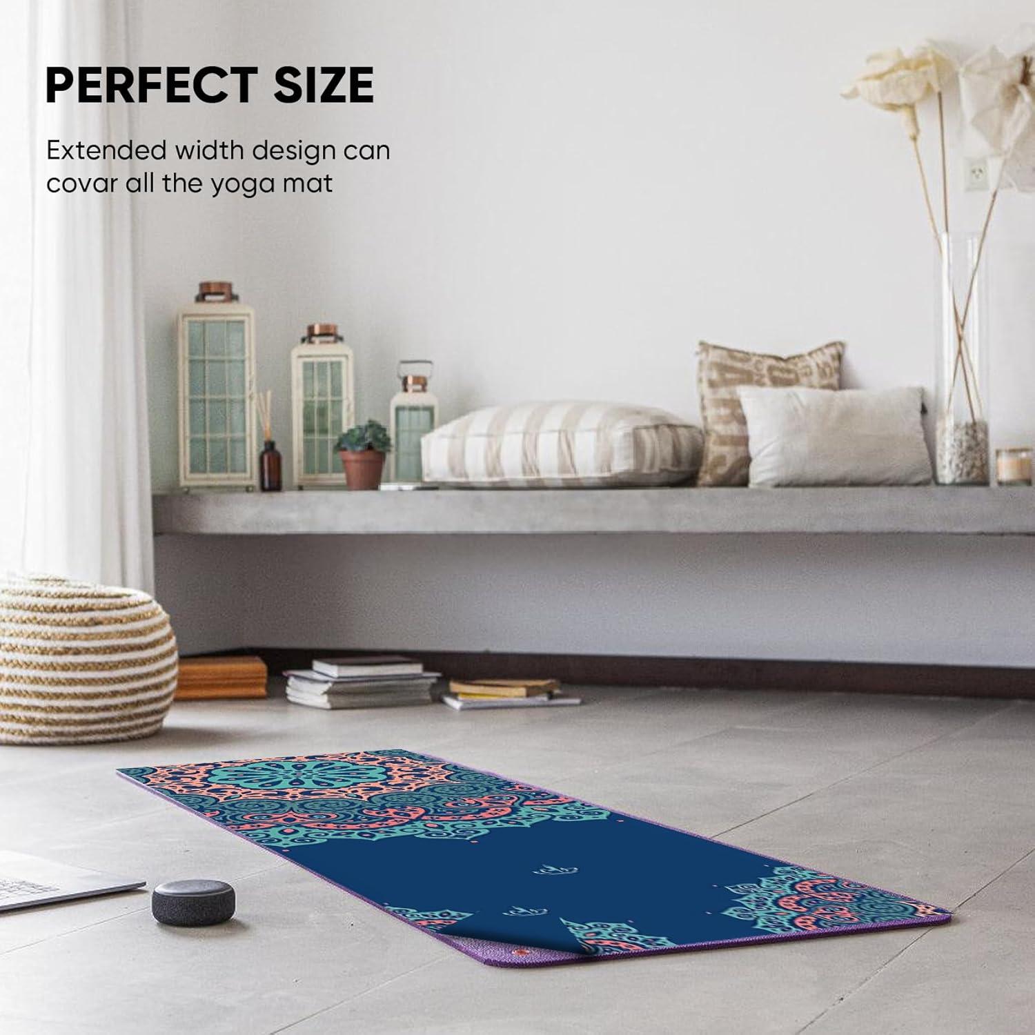 Yoga Mat Towel+Cooling Yoga Towel Ultra-Fine Fiber+Backpack-3-in-1 Portable Travel Set (Must-Have for Thick Yoga Mat, Fitness Gear, Pilates Mat, Exercise Mat, Sports Mat, Beach Vacations)