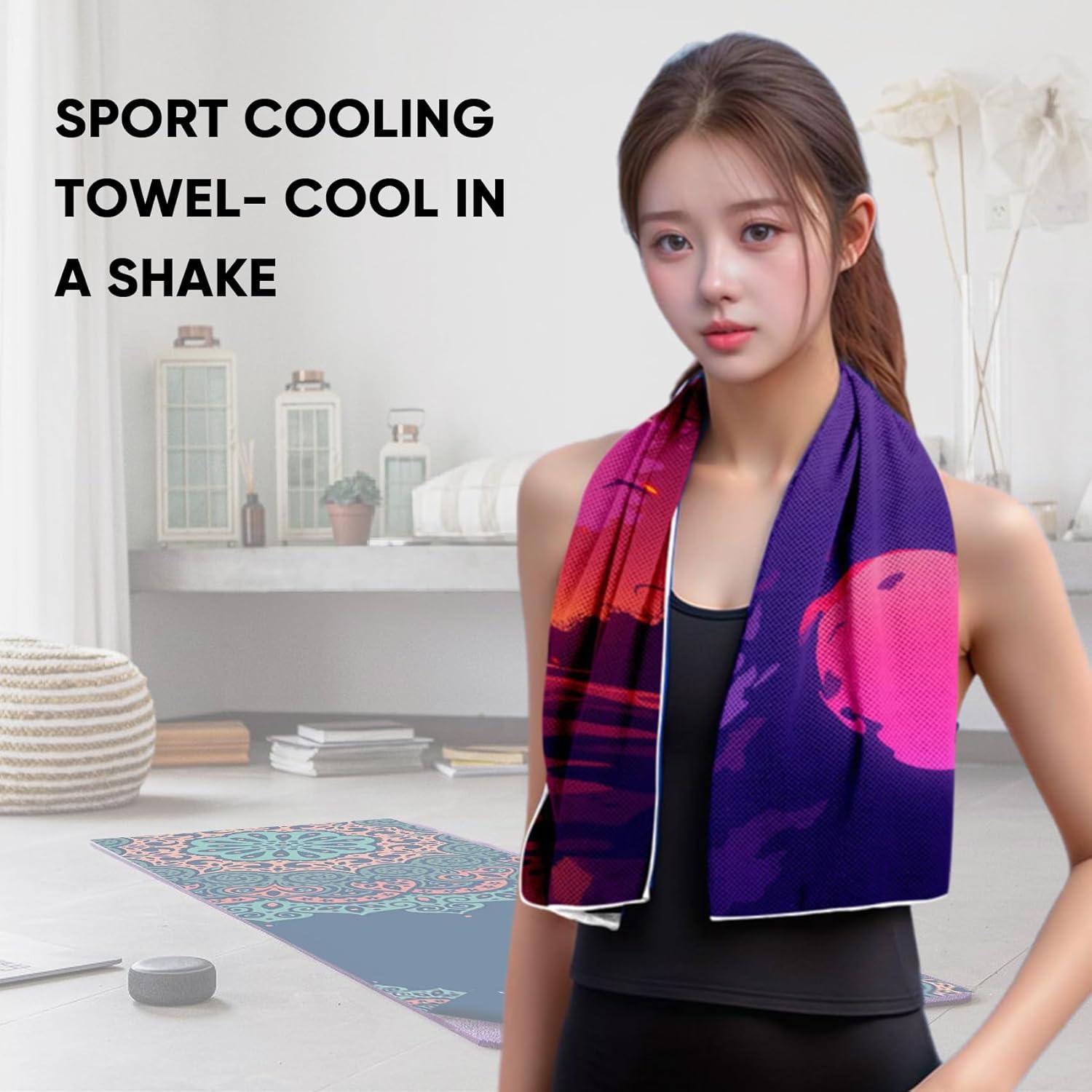 Yoga Mat Towel+Cooling Yoga Towel Ultra-Fine Fiber+Backpack-3-in-1 Portable Travel Set (Must-Have for Thick Yoga Mat, Fitness Gear, Pilates Mat, Exercise Mat, Sports Mat, Beach Vacations)