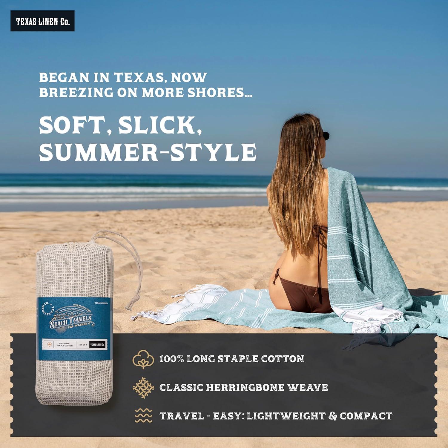 Juego de Toallas de Playa Texas Linen Co. 100% Algodón 2 Unidades 99x180cm
