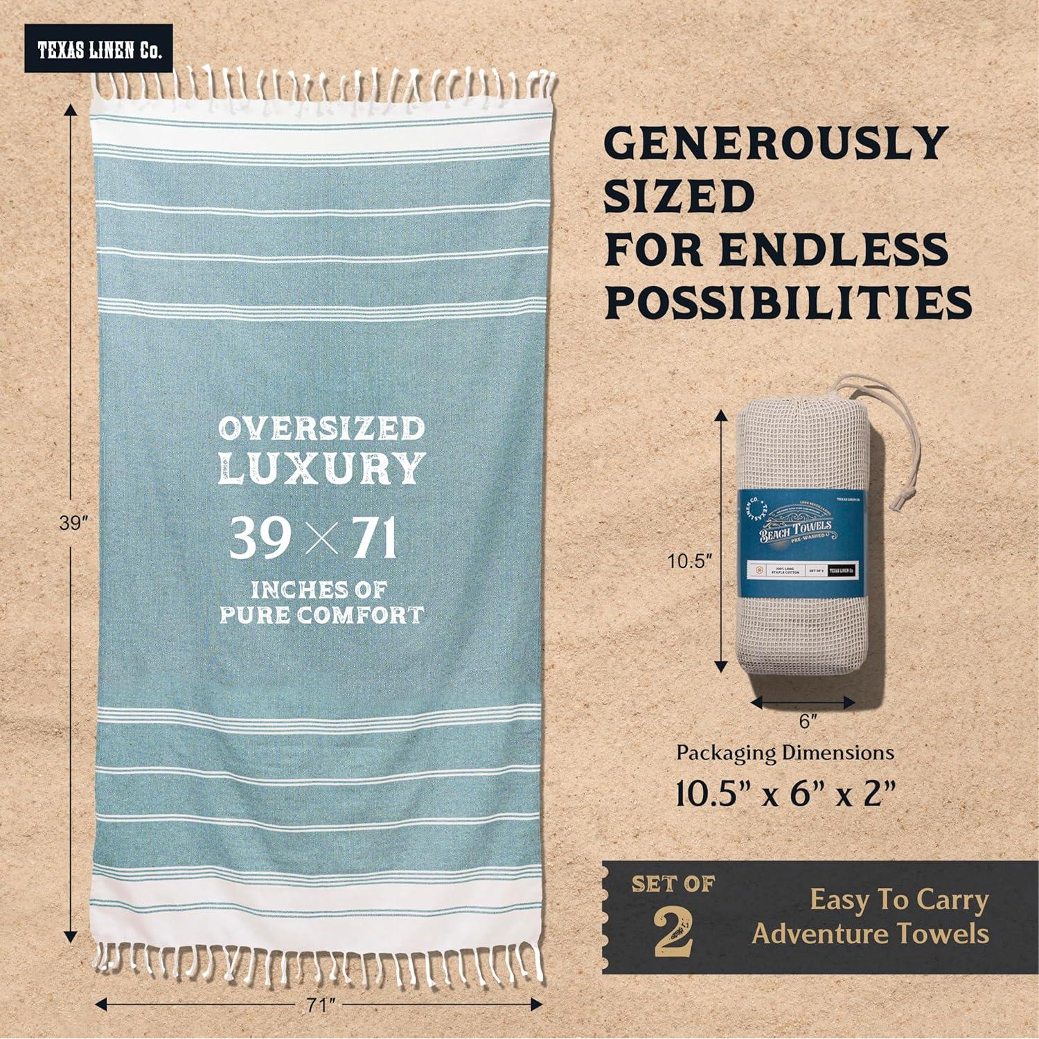 Juego de Toallas de Playa Texas Linen Co. 100% Algodón 2 Unidades 99x180cm