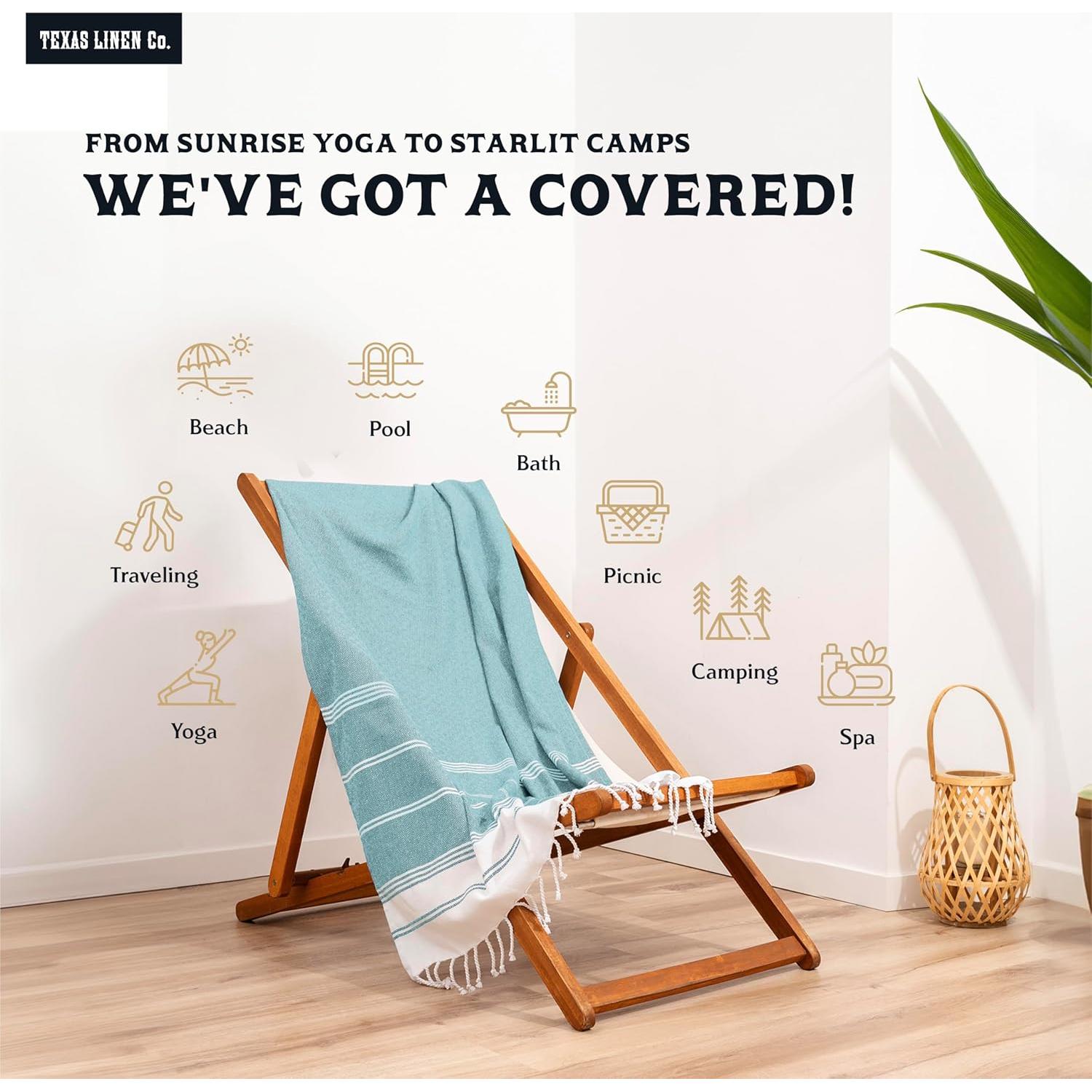 Juego de Toallas de Playa Texas Linen Co. 100% Algodón 2 Unidades 99x180cm