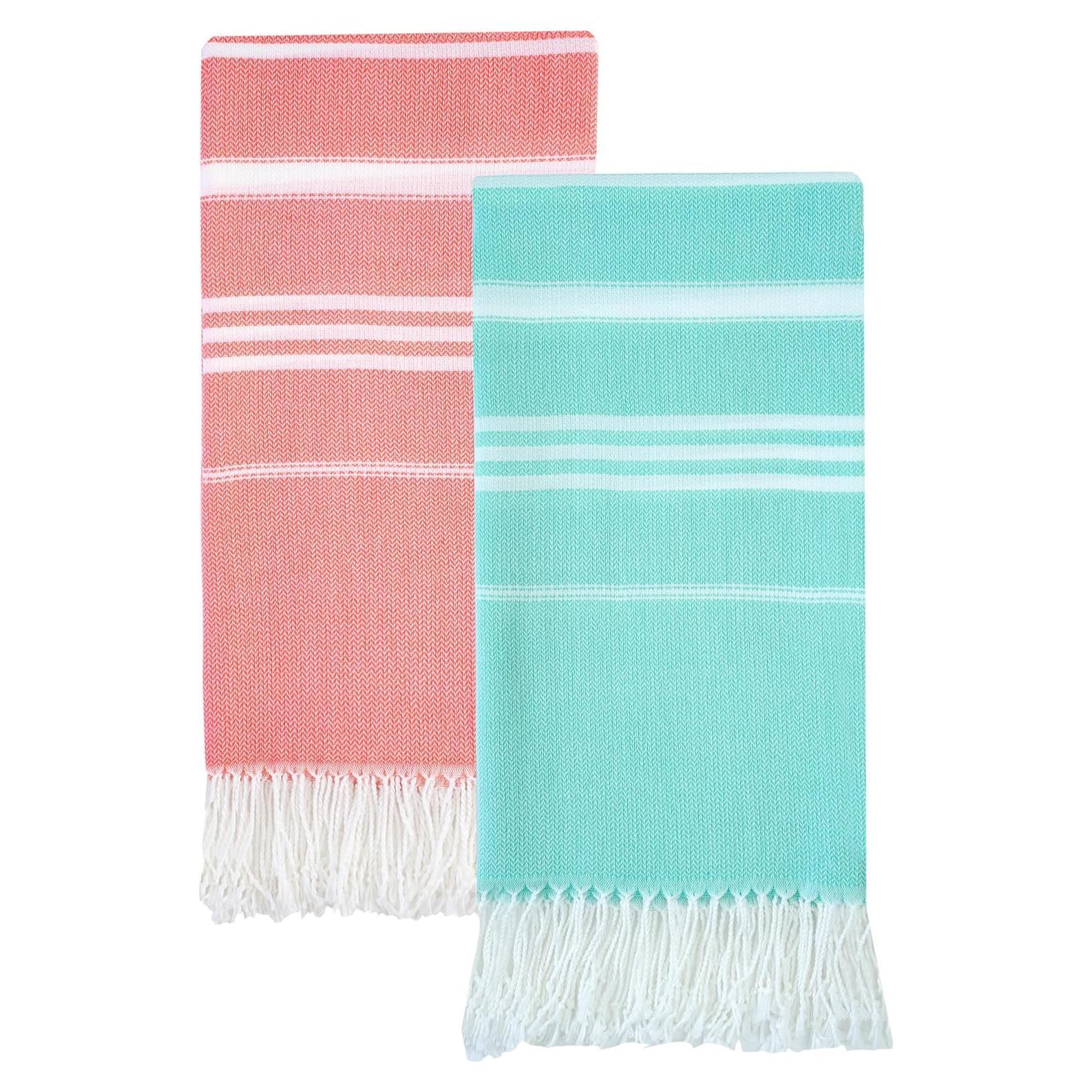 Toallas de Playa Antfuny XL 2 Piezas Secado Rápido Coral Aqua