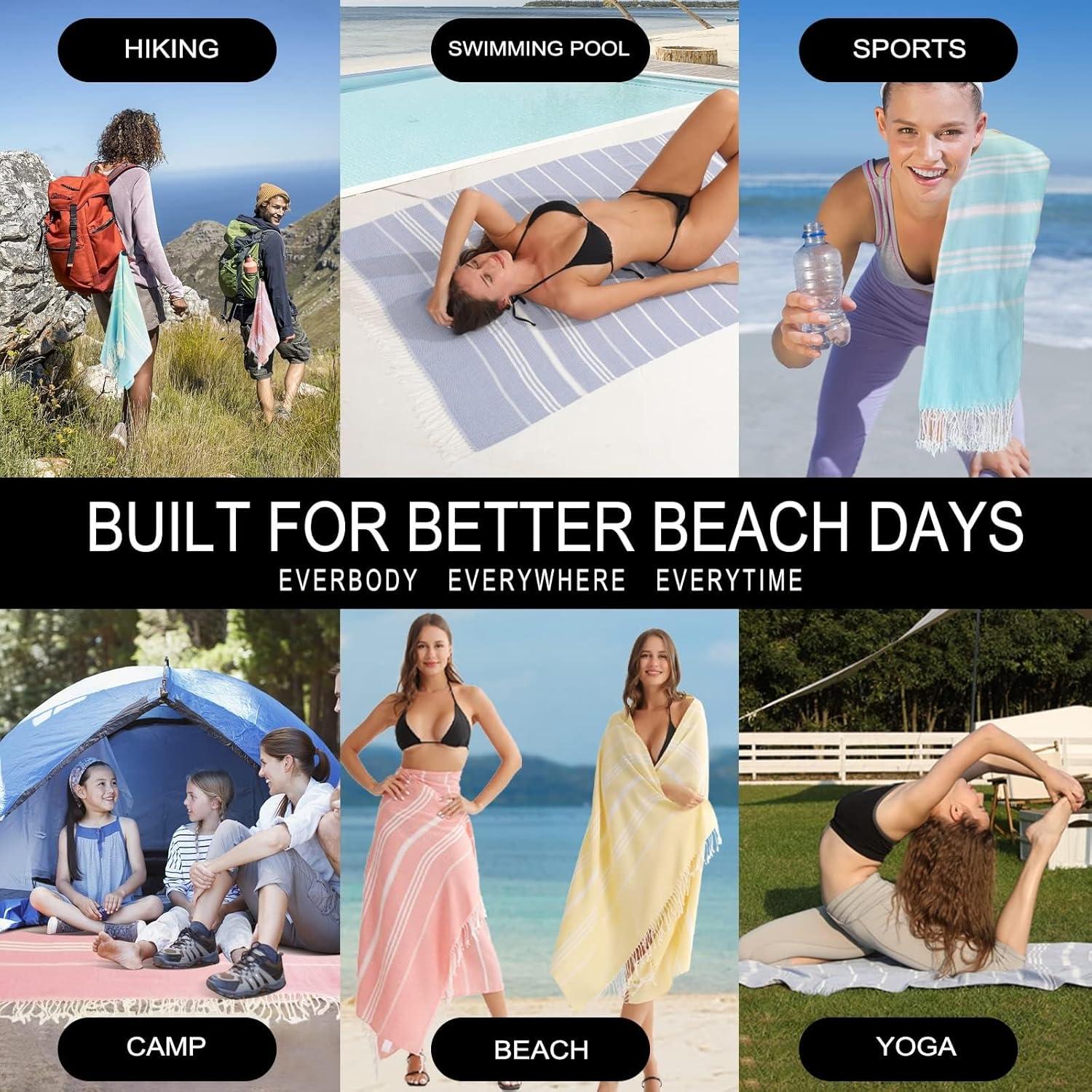 Toallas de Playa Antfuny XL 2 Piezas Secado Rápido Coral Aqua