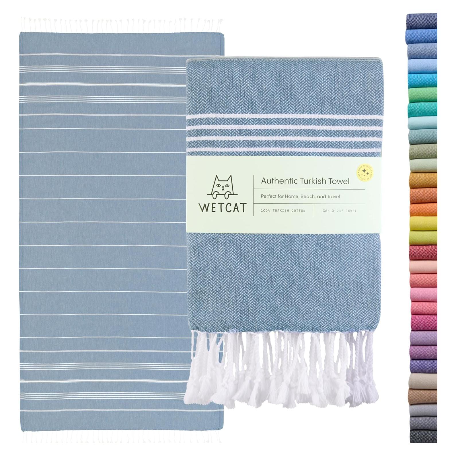 Toalla de Playa Turca WETCAT 100% Algodón Azul Denim 96.5x180.3cm