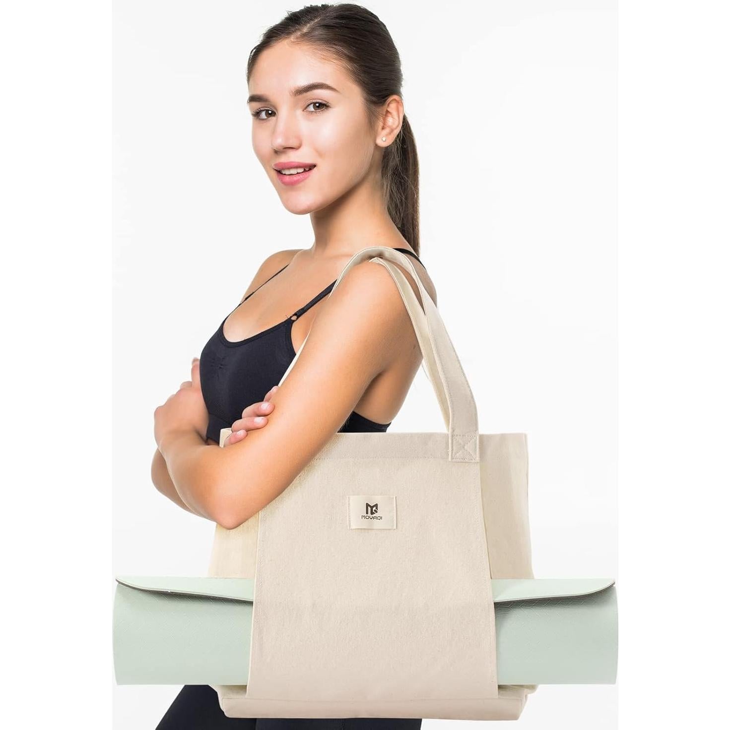 Bolsa de Lona MYQ MOYAQI para Esteras de Yoga Beige