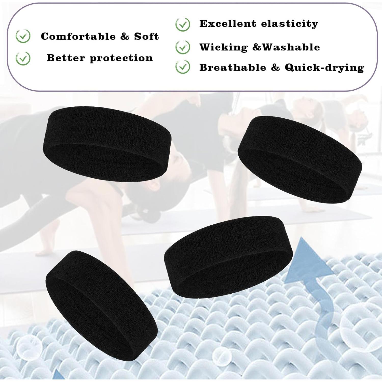 4 Bandas de Sudor HJZHII para Correr y Fitness - Absorbentes