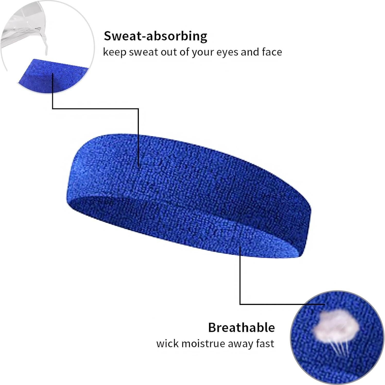 GOGO Sports Headband Sweatband Athletic Terry Cloth Head Band Men and Women