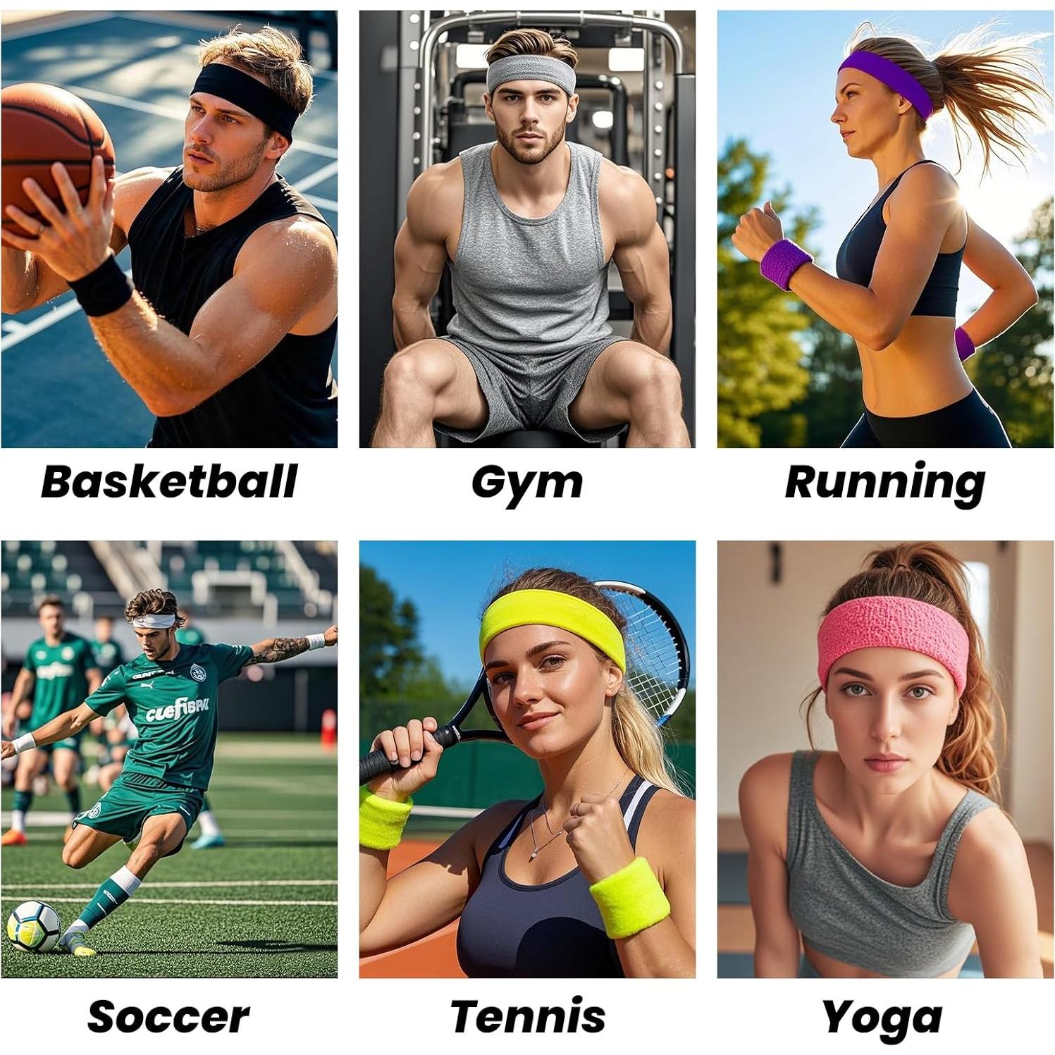 GOGO Sports Headband Sweatband Athletic Terry Cloth Head Band Men and Women