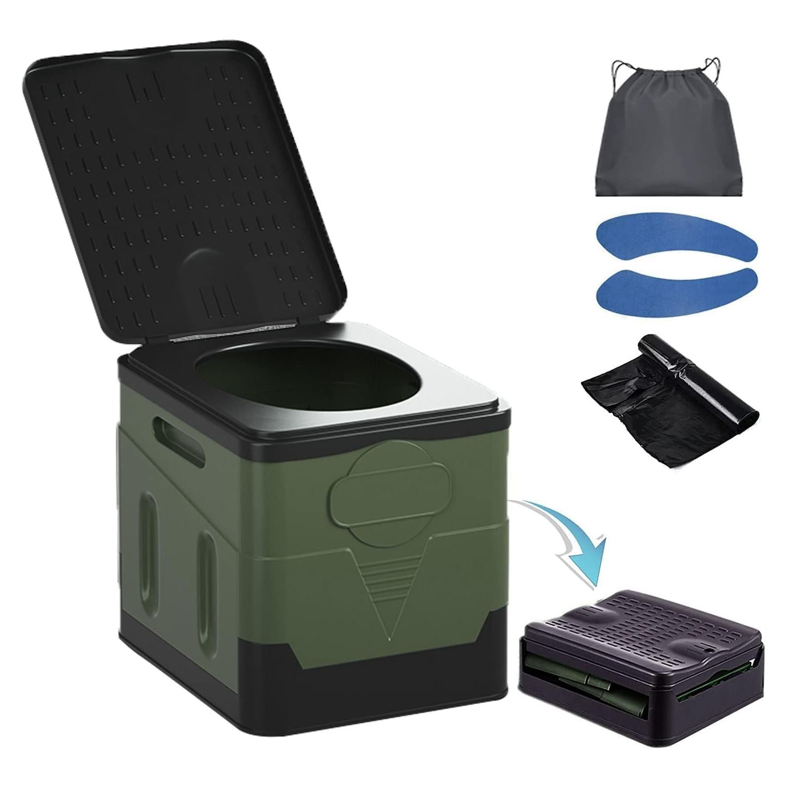 Inodoro de Camping Portátil JISSBON Verde Militar 29.9 cm