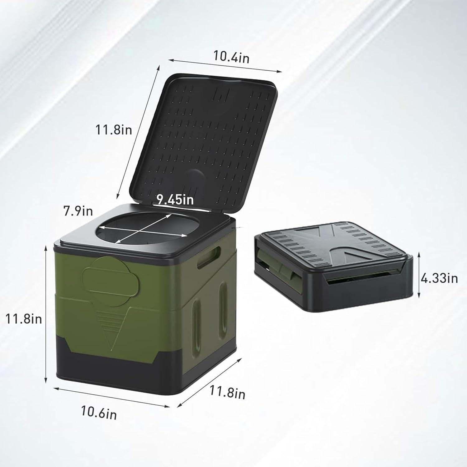 Inodoro de Camping Portátil JISSBON Verde Militar 29.9 cm