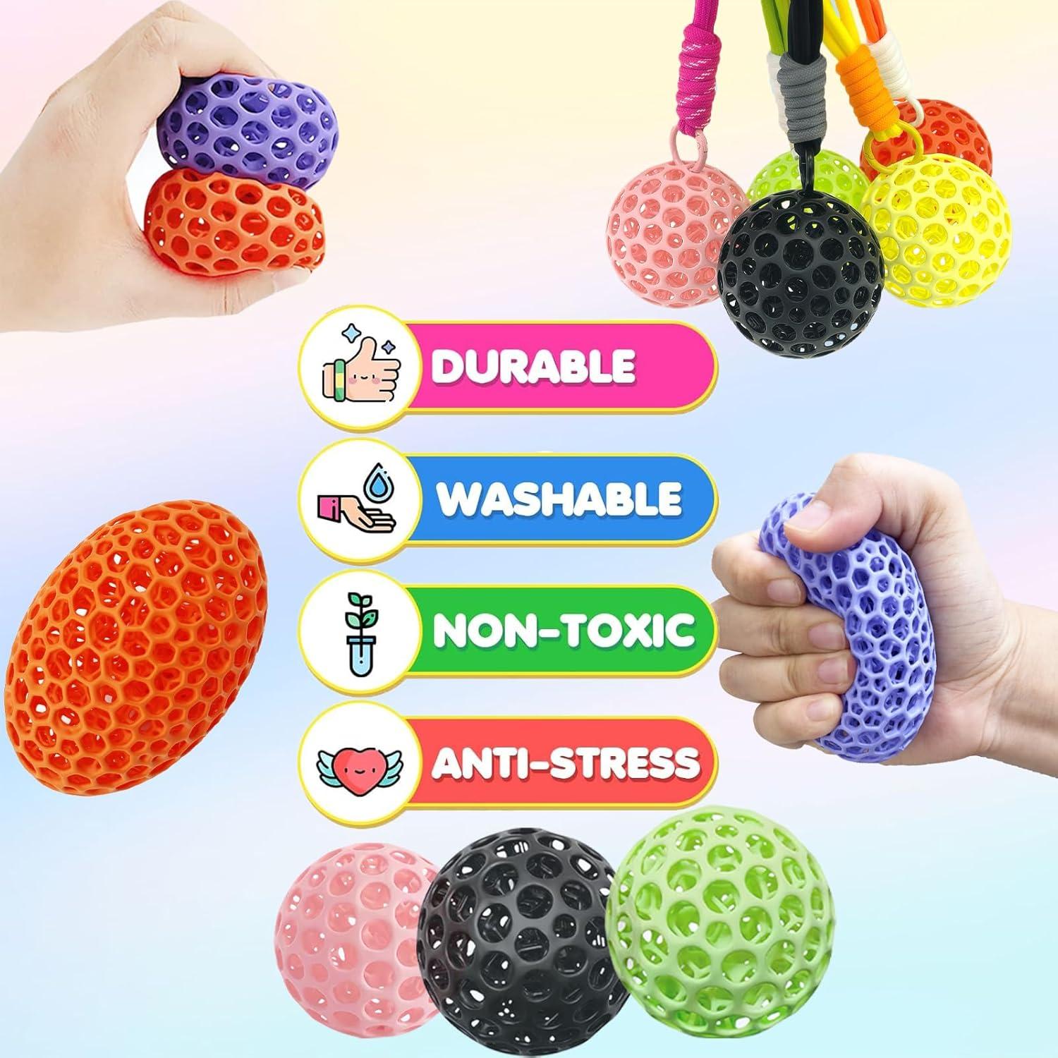 2 PCs Pelotas Antiestrés Silenciosas 3D Azul y Rojo