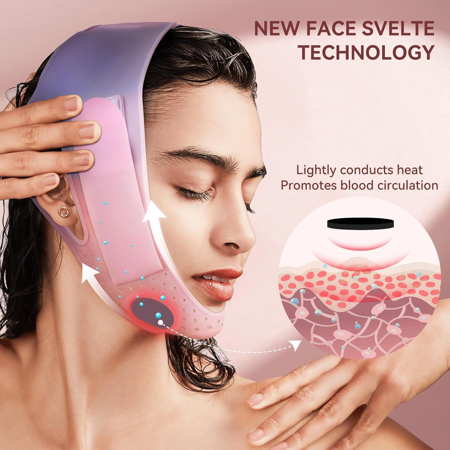 Máscara V-Line JUSRON para Levantamiento Facial - Rosa