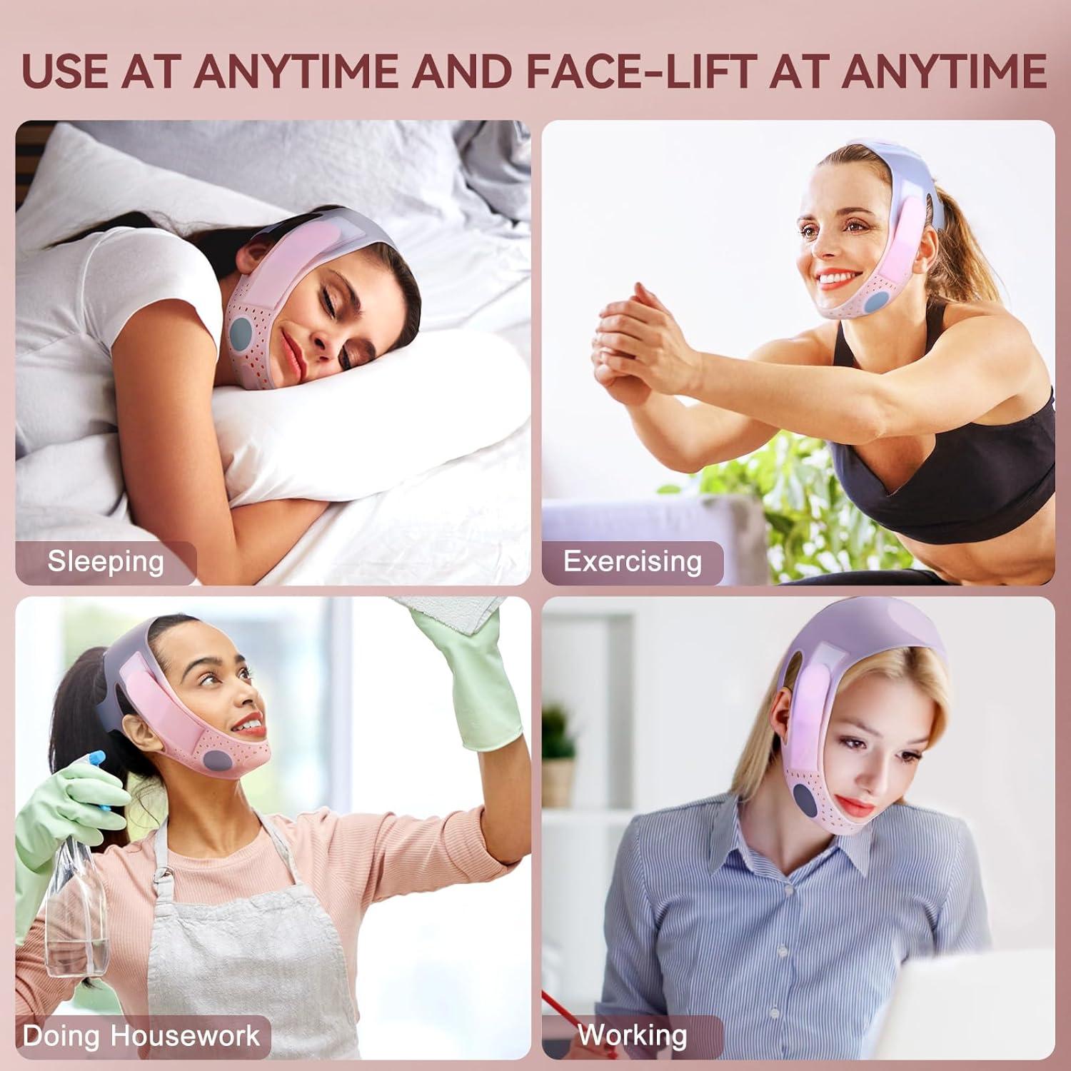 Máscara V-Line JUSRON para Levantamiento Facial - Rosa