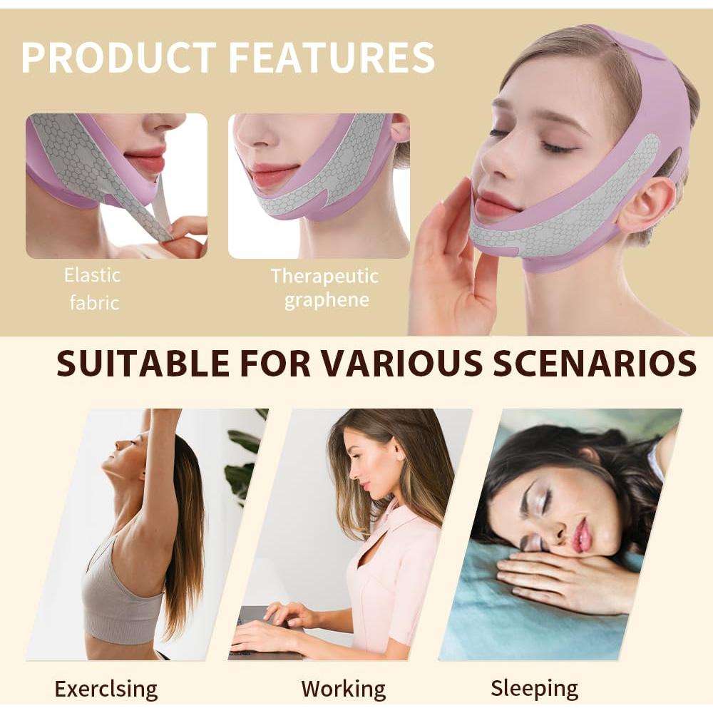 Mascarilla V-Line ROWMATE de Grafeno para Papada - Lila M