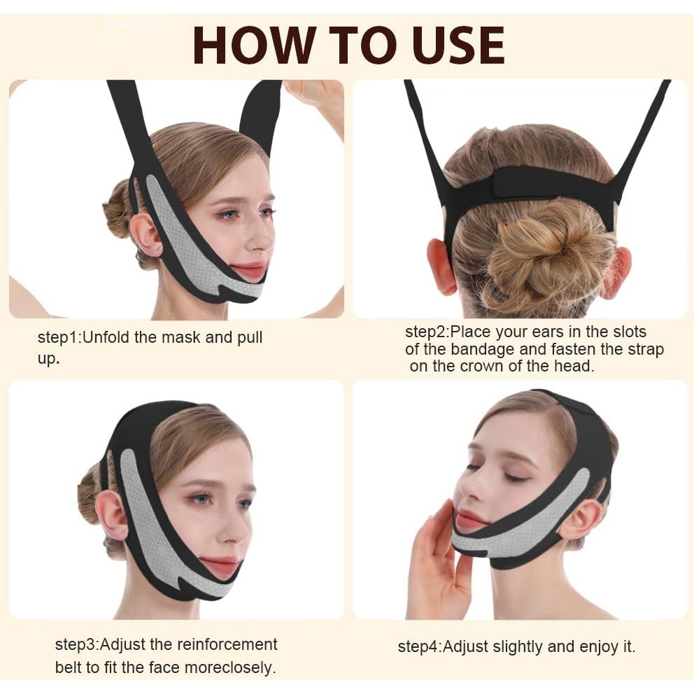 Máscara V-Line ROWMATE de Grafeno para Doble Barbilla - Negro