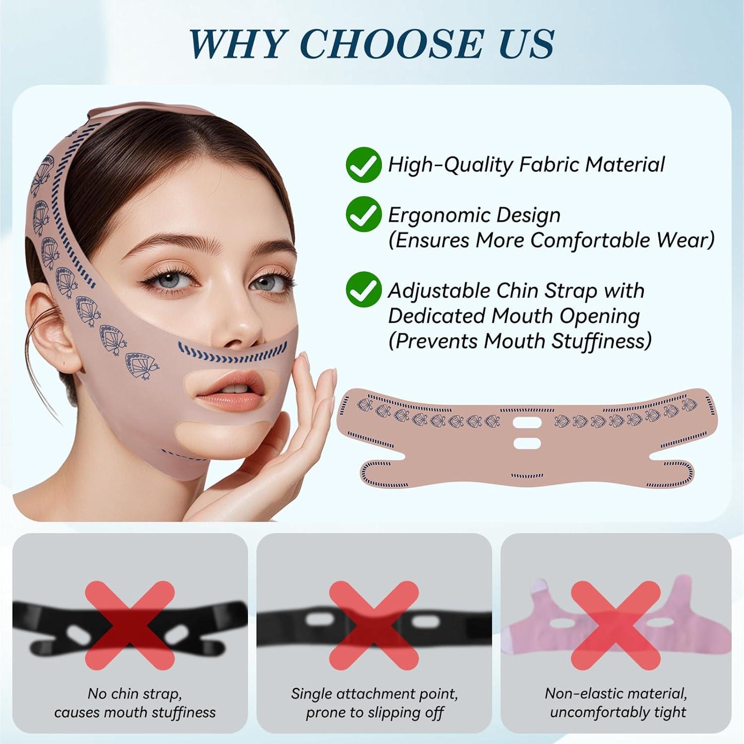 Correa de Barbilla Ajustable JUSRON para Dormir - Modelador Facial