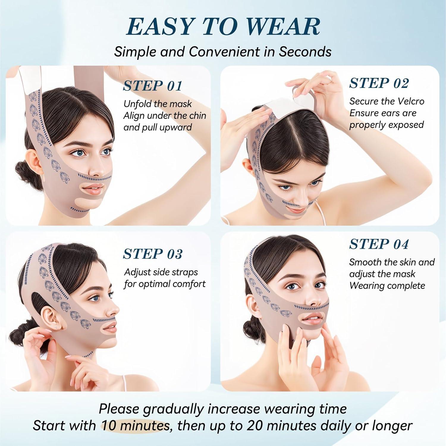 Correa de Barbilla Ajustable JUSRON para Dormir - Modelador Facial