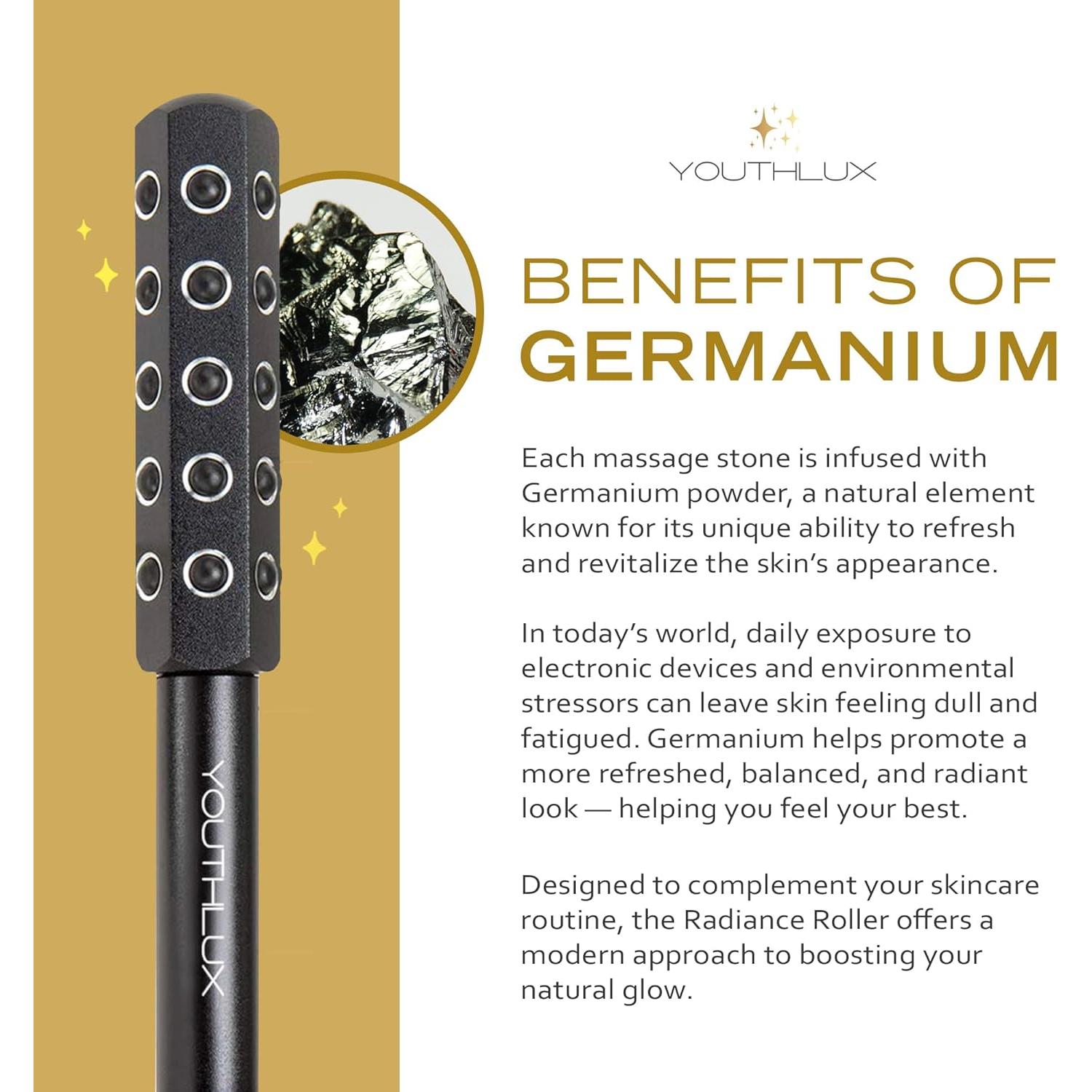 Rodillo Facial de Germanio YOUTHLUX - Masaje Desinflamante Negro