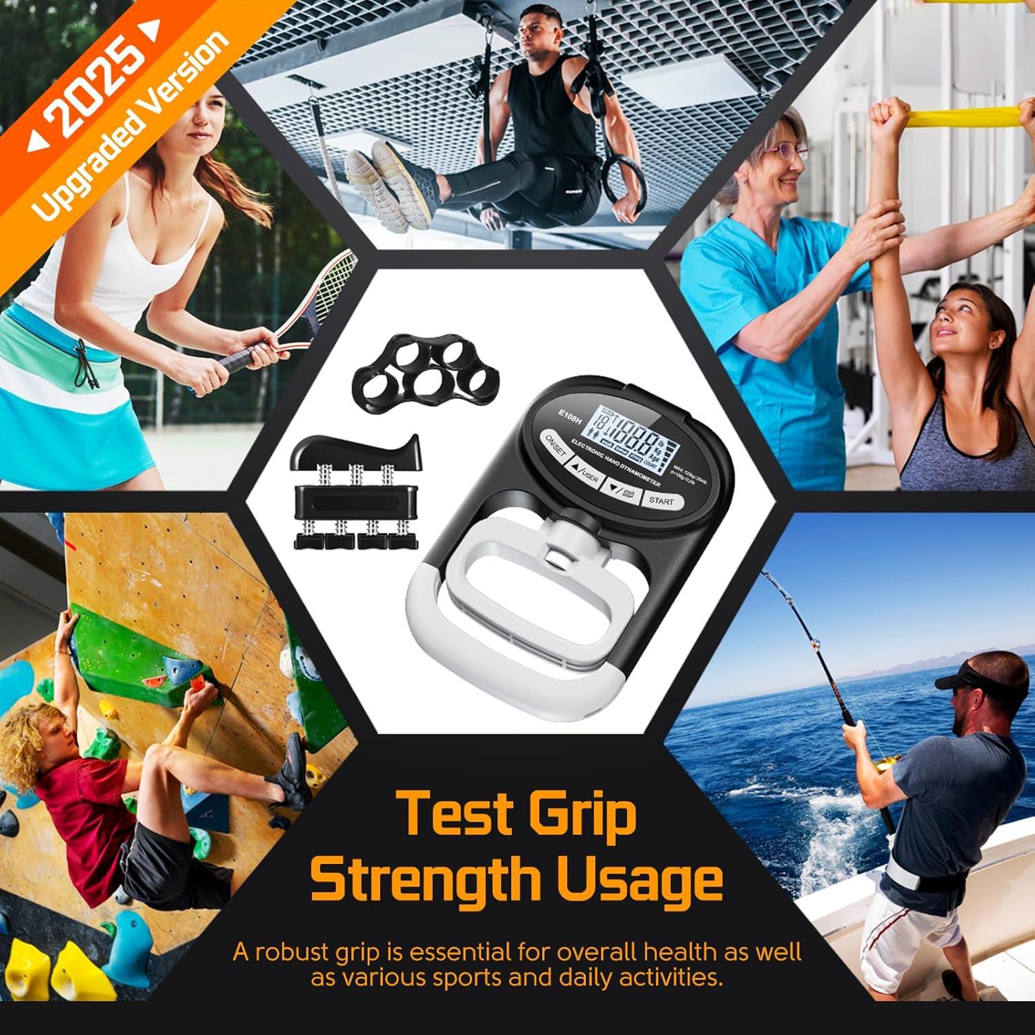 Probador de Fuerza de Agarre HICHOR con Pantalla LCD 120 kg