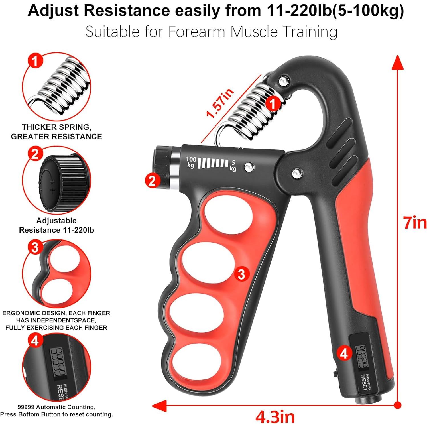 Entrenador de Fuerza de Agarre Keria Ajustable 5-100KG