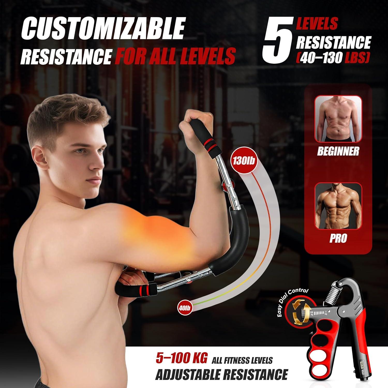 Conjunto de Entrenador de Brazos y Fortalecedor LuxUltra 2 en 1