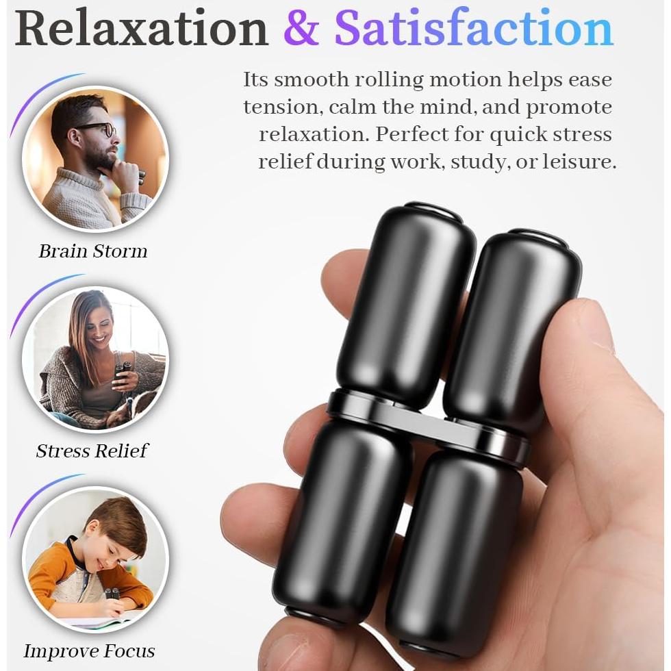 Rodillo Antiestrés de Mano Amarlozn Metal Negro 230g