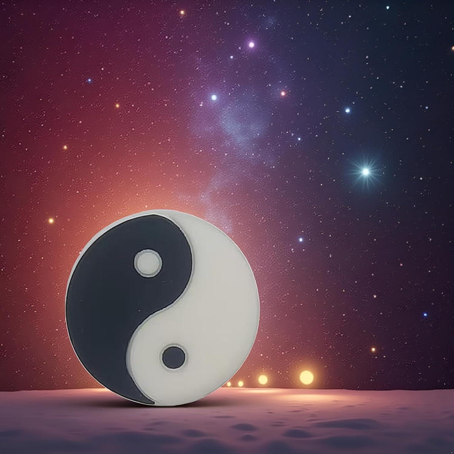 White Tai Chi Pattern Tai Chi Shape Tennis Racket Vibration Dampener Soft Silicon Racket Dampener Cartoon Shape Tennis Racquet Shock Absorbers Tennis Racket for Racquetball