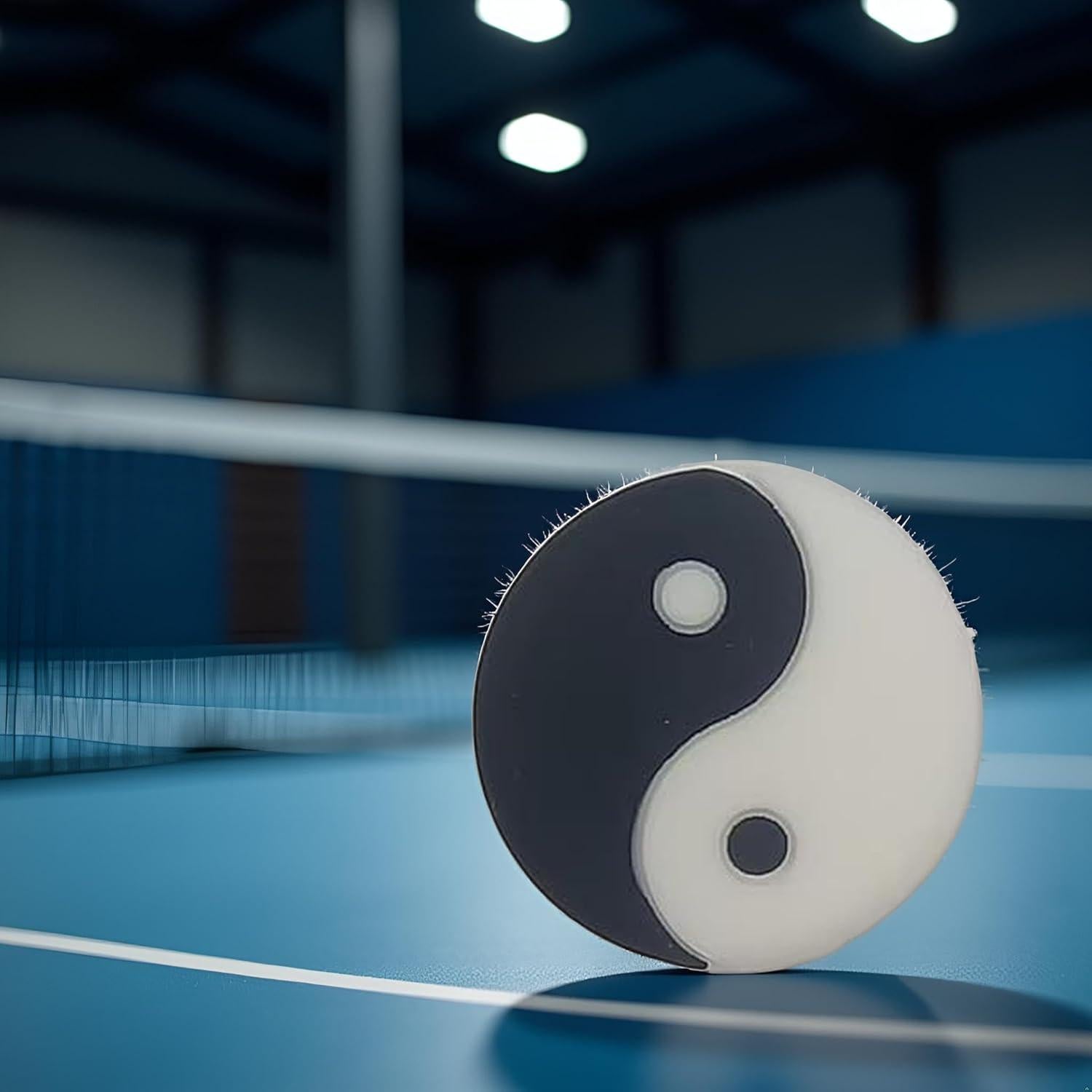 White Tai Chi Pattern Tai Chi Shape Tennis Racket Vibration Dampener Soft Silicon Racket Dampener Cartoon Shape Tennis Racquet Shock Absorbers Tennis Racket for Racquetball