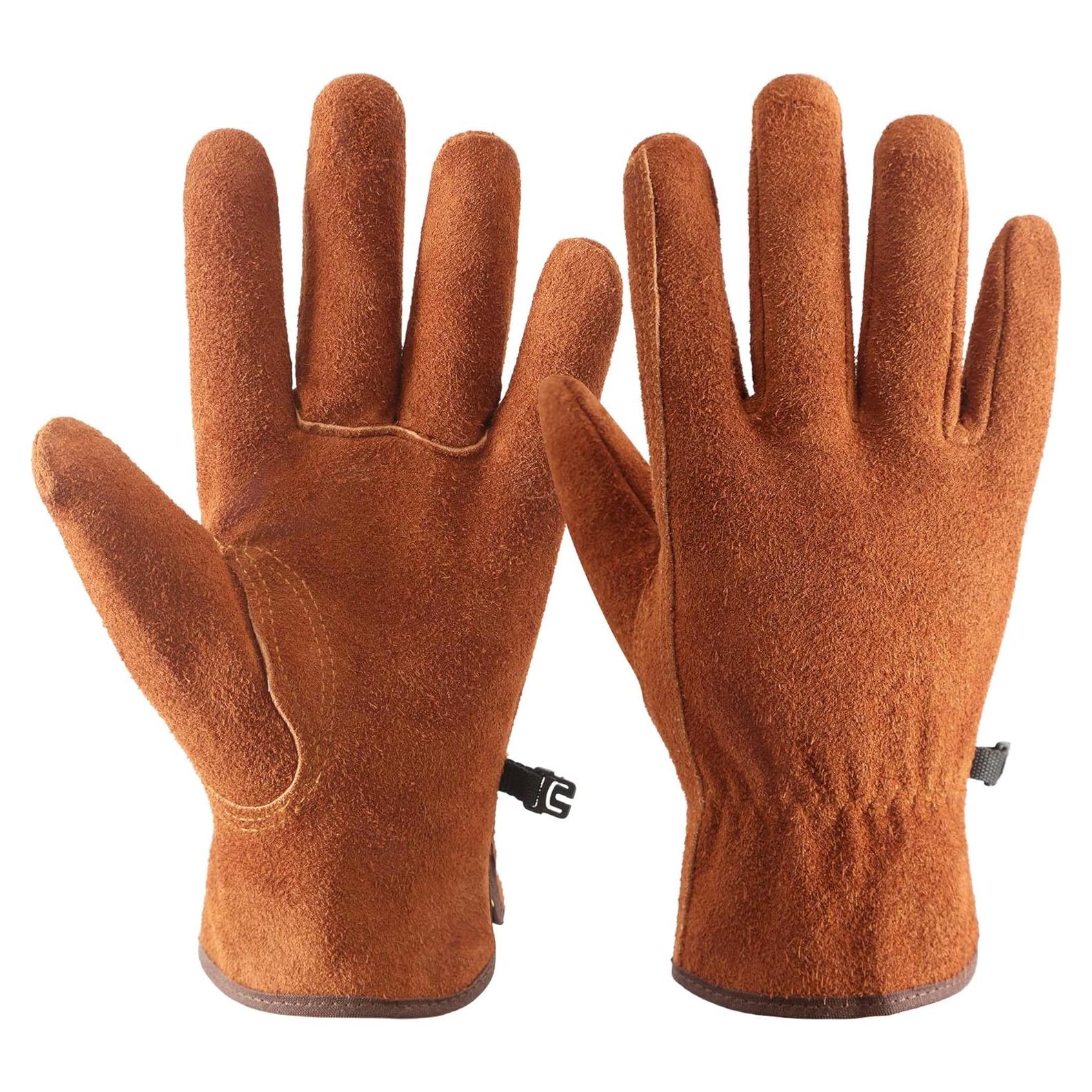 Guantes de Trabajo de Cuero de Vaca - Marrón - S-M